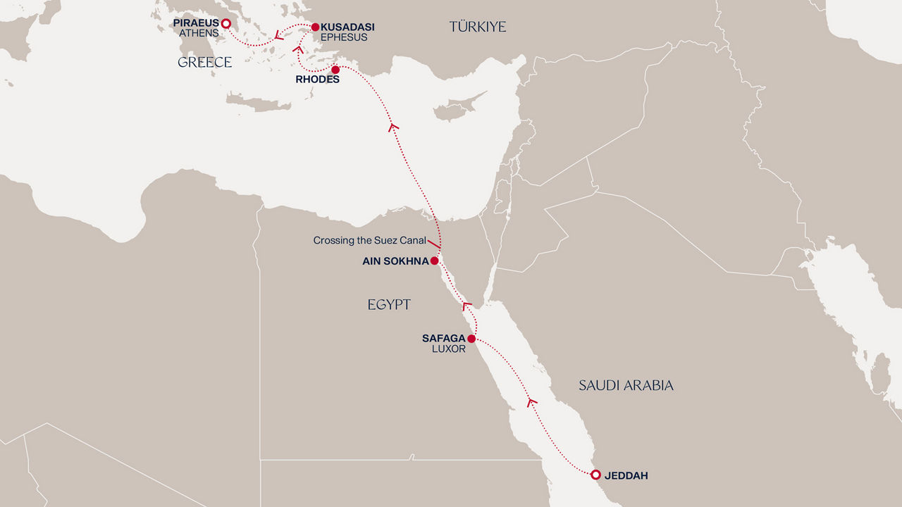 Velkolepá cesta od arabských písečných dun k řecké nádheře